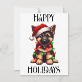 Cute kerst German Shepherd Feestdagenkaart (Voorkant)