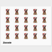 Cute kerst German Shepherd Ronde Sticker (Vel)