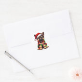Cute kerst German Shepherd Ronde Sticker (Envelop)