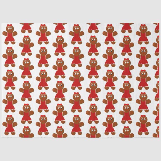 Cute kerst Gingerbrood Girl Tissuepapier (Voorkant)