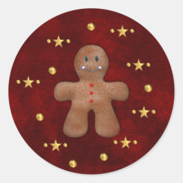 Cute kerst Gingerbrood Man Ronde Sticker