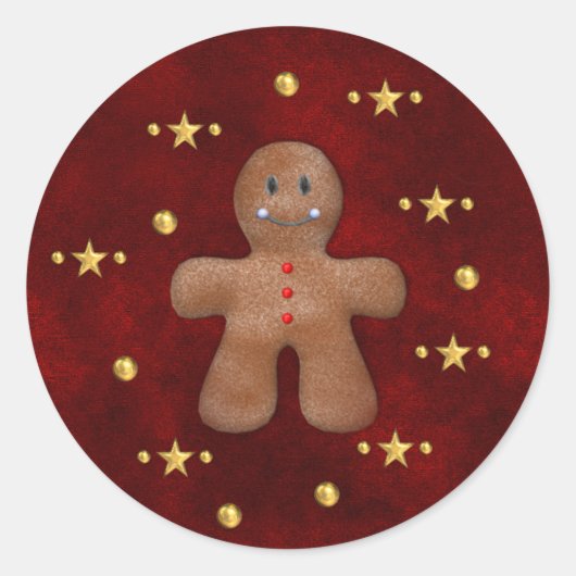 Cute kerst Gingerbrood Man Ronde Sticker (Voorkant)