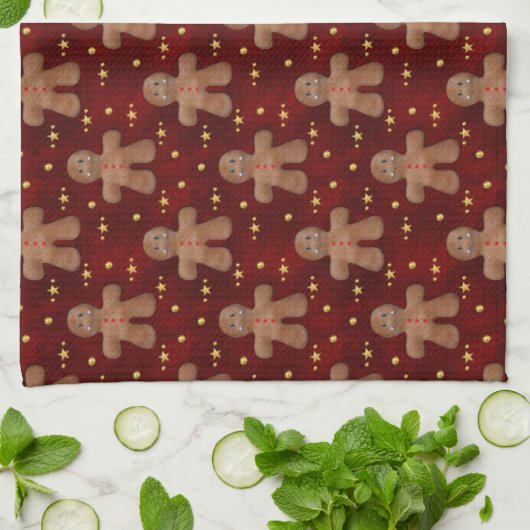Cute kerst Gingerbrood Man Theedoek (Gevouwen)