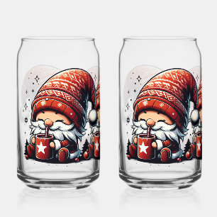 Cute kerst Gnome Blikvorm Glas