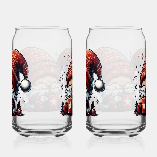 Cute kerst Gnome Blikvorm Glas (Rechts)