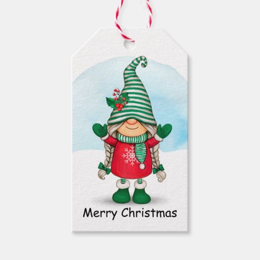 Cute kerst Gnome Cadeaulabel (Voorkant)