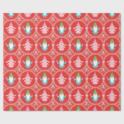 Cute kerst Gnome Cadeaupapier (Vlak)