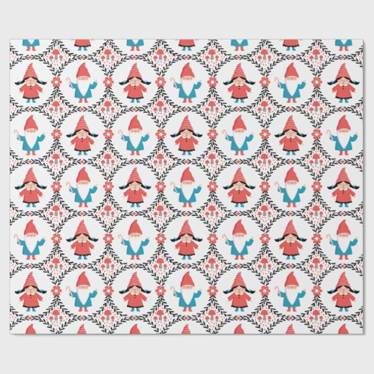 Cute kerst Gnome Cadeaupapier (Vlak)