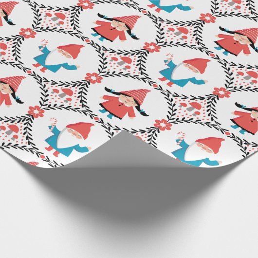 Cute kerst Gnome Cadeaupapier (Hoek)