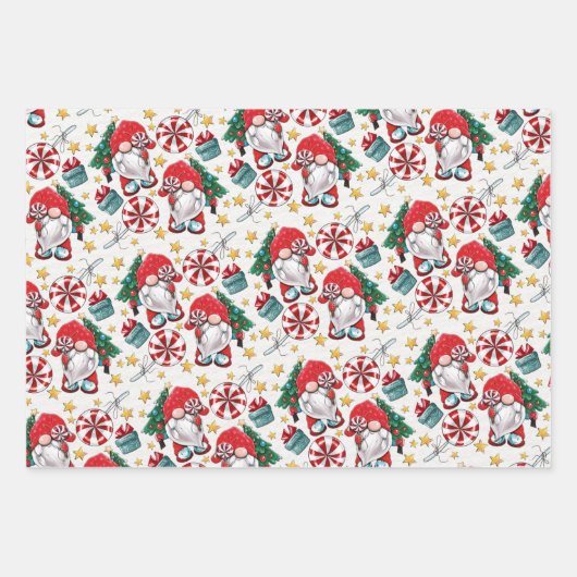 Cute kerst Gnome Inpakpapier Vel (Voorkant)