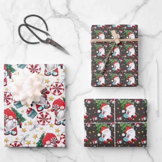 Cute kerst Gnome Inpakpapier Vel (Voorkant)