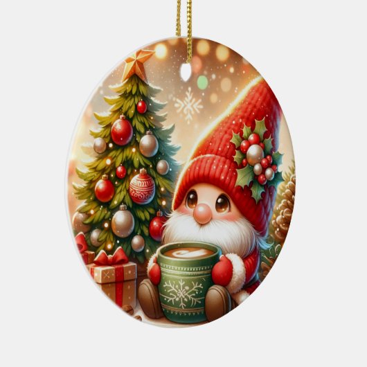 Cute kerst Gnome Keramisch Ornament (Rechts)