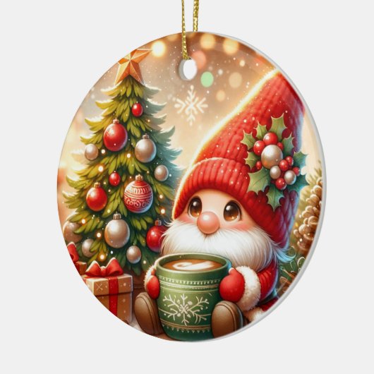 Cute kerst Gnome Keramisch Ornament (Links)