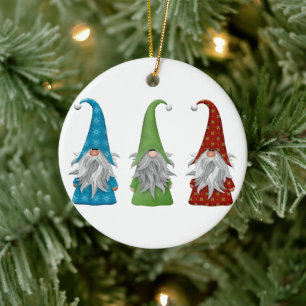 Cute kerst Gnome Keramisch Ornament