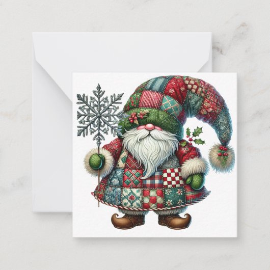 Cute kerst Gnome Notitiekaartje (Voorkant)