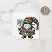 Cute kerst Gnome Notitiekaartje (Voorkant / Achterkant in situ)