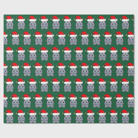 Cute kerst Hippo Cadeaupapier (Vlak)