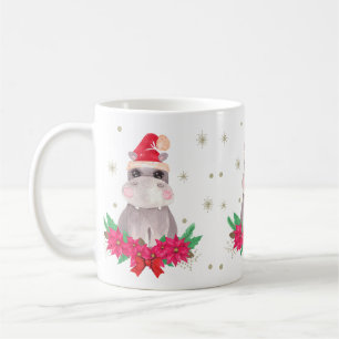Cute kerst Hippo Koffiemok