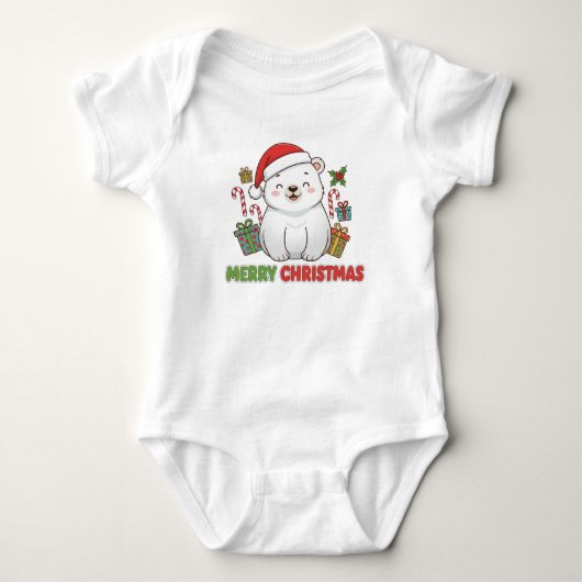 Cute Kerst Ijsbeer Illustratie Romper (Voorkant)