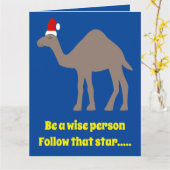 Cute Kerst Kameel Custom Kaart (Gele Bloem)
