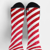 Cute Kerst Kerststok Glitter Gestreept Patroon Sokken (Top)