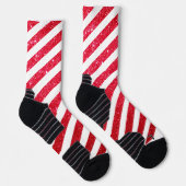 Cute Kerst Kerststok Glitter Gestreept Patroon Sokken (Rechts)