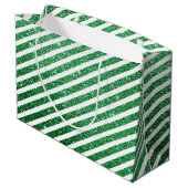 Cute Kerst Kerststok Glitter Groen Gestreepte Groot Cadeauzakje (Achterkant Gekanteld)