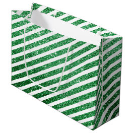 Cute Kerst Kerststok Glitter Groen Gestreepte Groot Cadeauzakje