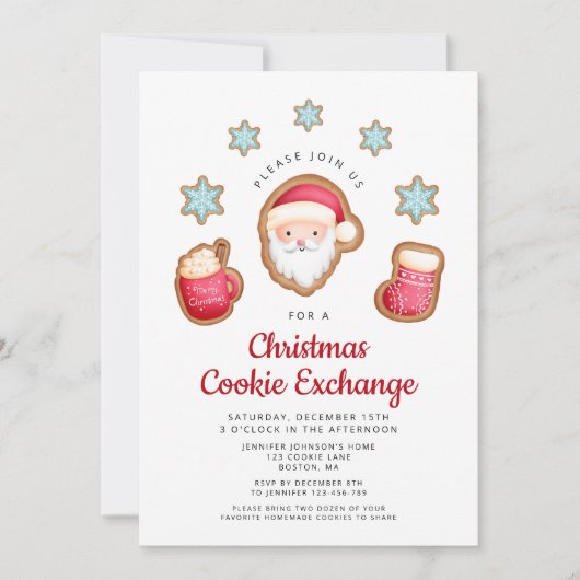 Cute Kerst Koekjes Uitwisselingsfeestje Kaart (Voorkant)