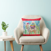 Cute Kerst Lama Waterverf Rood Decor Kussen (Stoel)