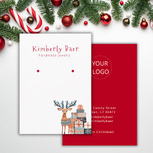 Cute Kerst Logo Wit Rood Oorbel Display Visitekaartje