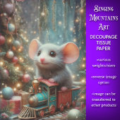 Cute Kerst Muis Treinrit Decoupage Tissuepapier