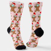 Cute kerst-ontbijt Girly Pink Pattern Sokken (Gebogen)