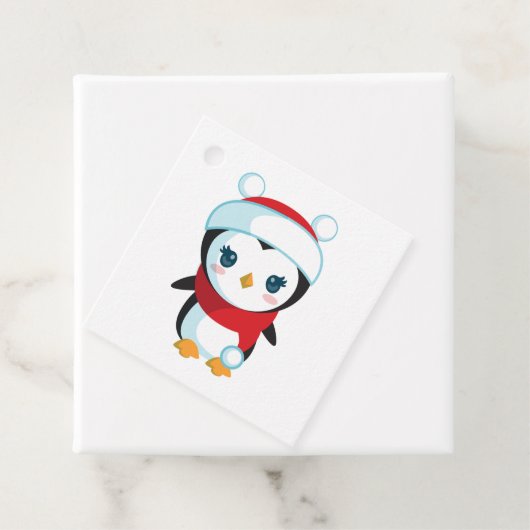 Cute kerst Penguin Bedankjes Labels (In situ)