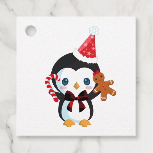 Cute kerst Penguin Bedankjes Labels (Voorkant)