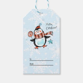 Cute kerst Penguin Cadeaulabel