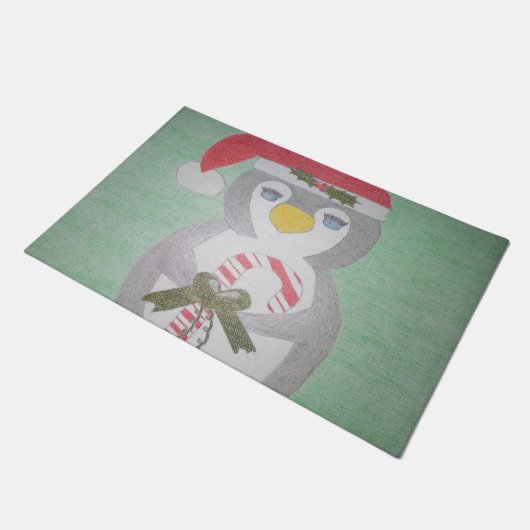 Cute kerst Penguin Deurmat (Schuin)