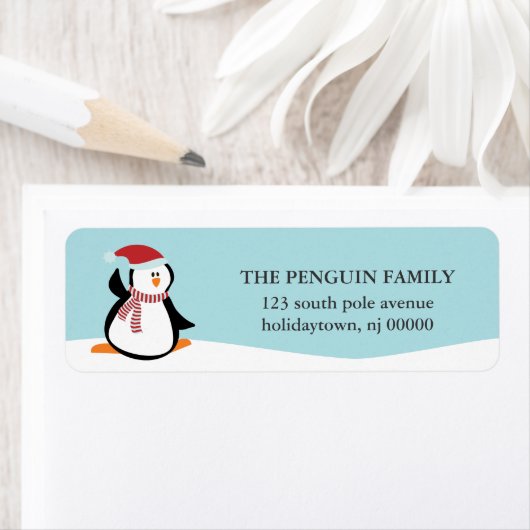 Cute kerst Penguin Etiket (Insitu)