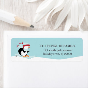 Cute kerst Penguin Etiket