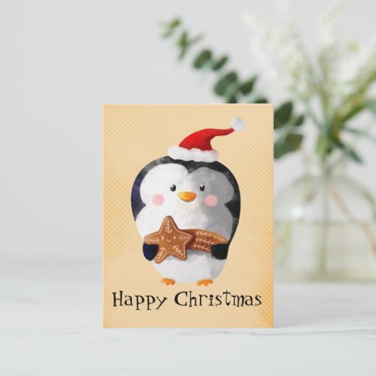 Cute kerst Penguin Feestdagenkaart (Staand voorkant)