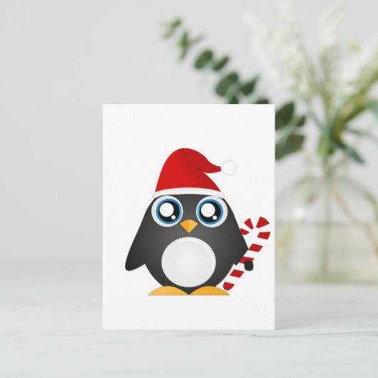 Cute kerst Penguin Feestdagenkaart (Staand voorkant)