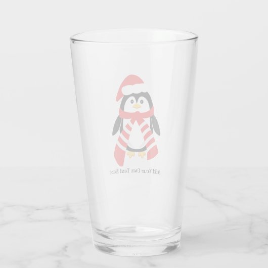 Cute kerst Penguin Glas (Achterkant)