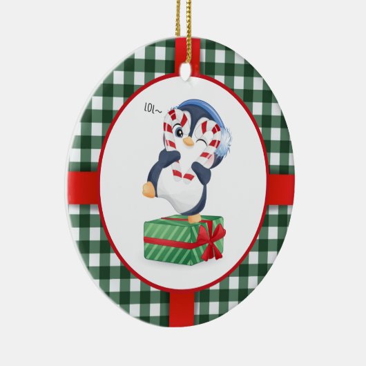 Cute kerst Penguin Keramisch Ornament (Rechts)