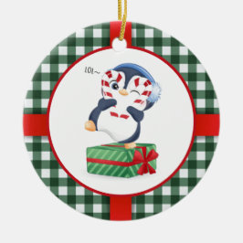 Cute kerst Penguin Keramisch Ornament