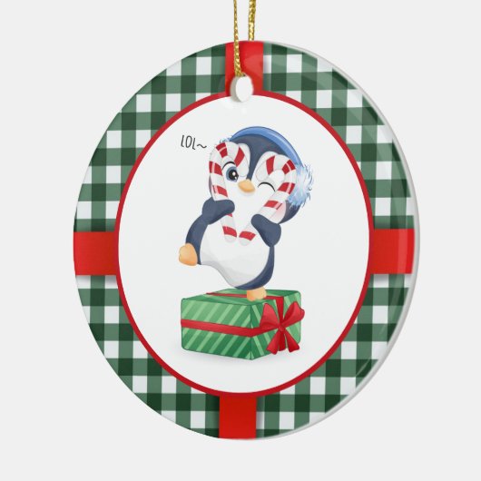 Cute kerst Penguin Keramisch Ornament (Links)