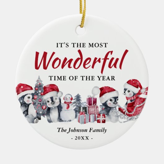 Cute kerst Penguin Keramisch Ornament (Voorkant)