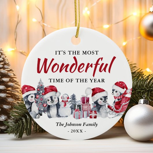 Cute kerst Penguin Keramisch Ornament