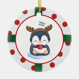 Cute kerst Penguin Keramisch Ornament