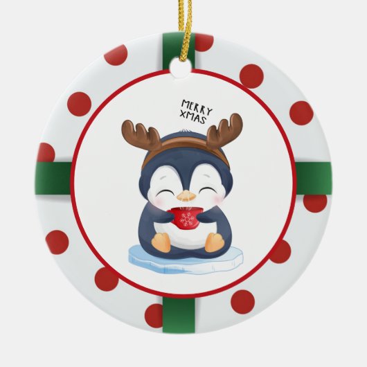 Cute kerst Penguin Keramisch Ornament (Voorkant)