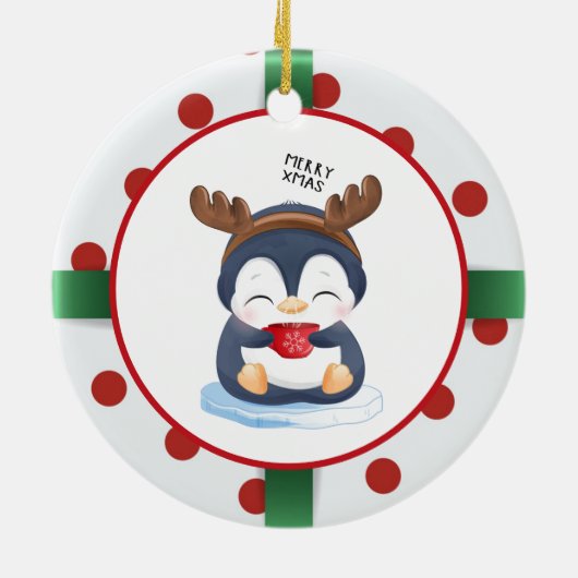 Cute kerst Penguin Keramisch Ornament (Achterkant)